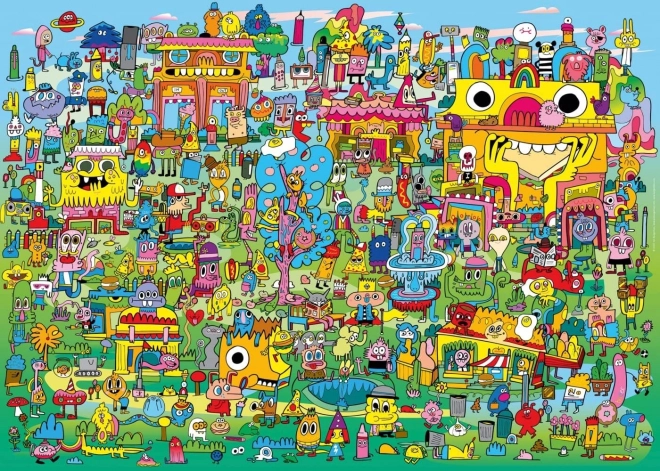 1000-piece Puzzle: Village Full of Doodles – Jon Burgermann, HEYE