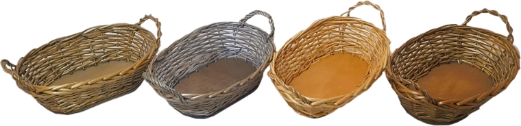 Panier ovale en osier verni 30 × 20 × 12 cm avec poignées