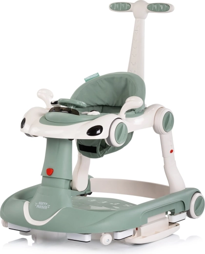 Interactive 5-in-1 Baby Walker with Handle and Canopy – basil