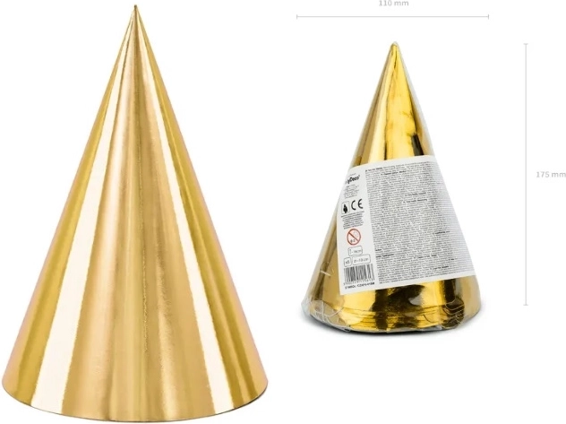 Gouden feesthoedjes 16 cm