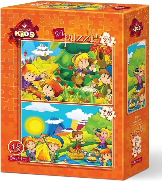 Puzzle Autumn and Spring 24+35 pieces