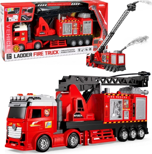 Camion de pompiers avec bras télescopique extensible 69 cm, lumières, sons et canon à eau