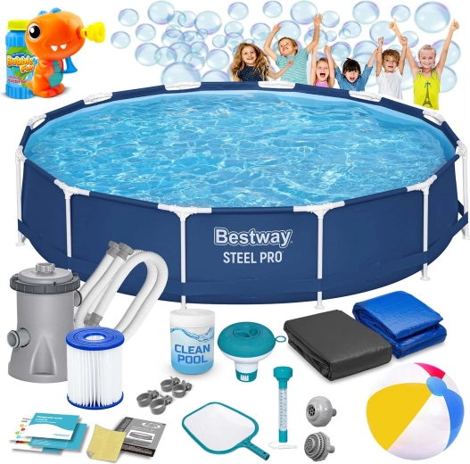 Tuinframezwembad 366 × 76 cm BESTWAY Steel Pro 16-in-1