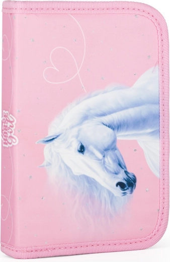 School pencil case with 2 flaps – Romantic Horse, empty