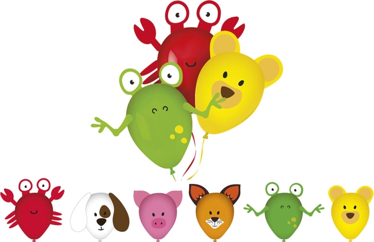 Ballonnen met afbeeldingen MY PARTY Animals, set van 6 stuks