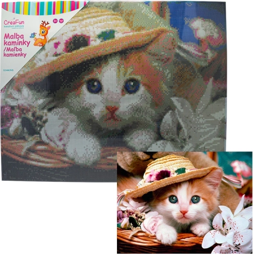 Diamant schilderen – onschuldig katje 40 × 50 cm