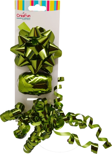 Metallic Green Gift Set 3 pcs (bow, ribbon, mini bow)