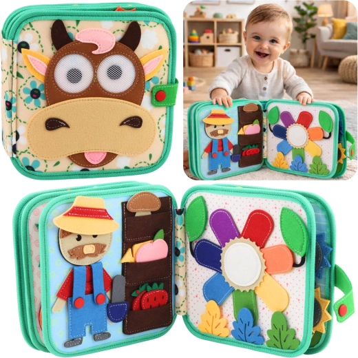 Sensory felt book – farm animals with a little cow