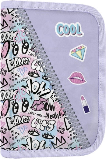 School Pencil Case Funny Girl, 1-compartment, 2 flaps, empty