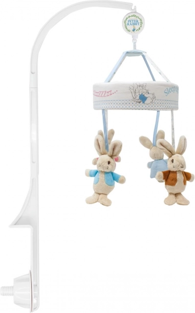 Muziekmobiel voor boven het bedje met konijntjes van Beatrix Potter