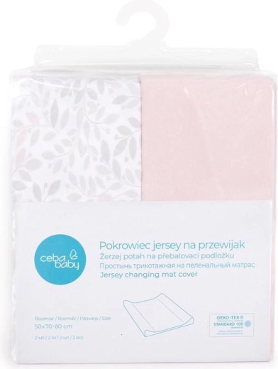 Ceba housse pour matelas à langer 50 × 70 cm, 2 pcs, Candy Pink et Twigs