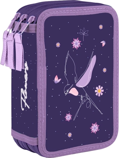 Three-tier school pencil case Flowers – empty