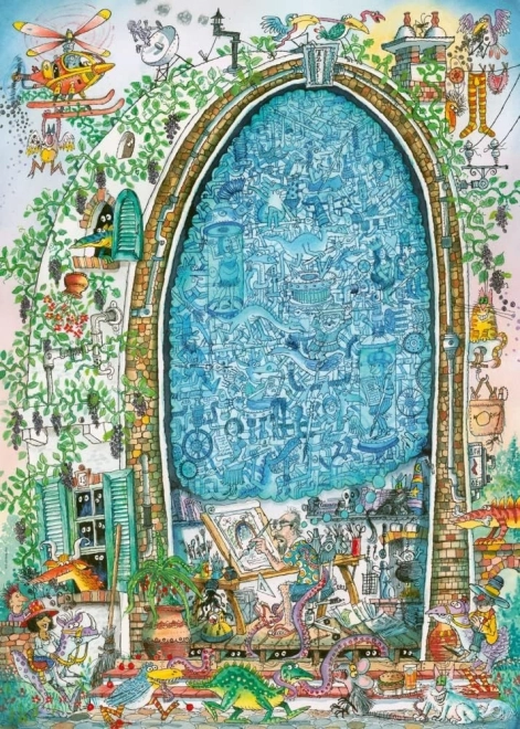 Puzzle 1000 pièces – l’esprit fou de l’artiste, Paul Korky (puzzle + poster)