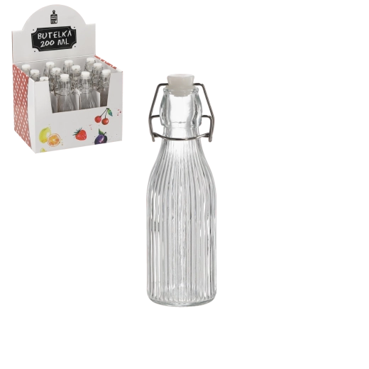 Rond flesje 200 ml met mechanische (beugel)sluiting (12 stuks)