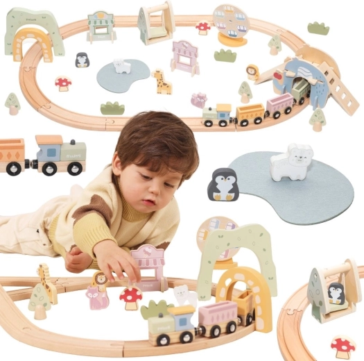 Viga houten treinbaan 62‑delig