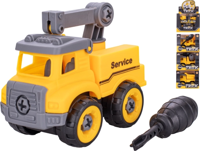 Voiture de construction à visser 11 cm avec roue libre