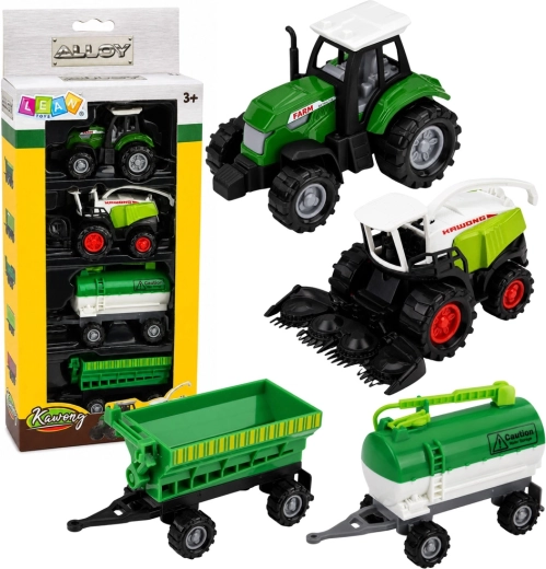 Set of farm vehicles with tractor, forage harvester and tanker 1:68 (4 pcs)