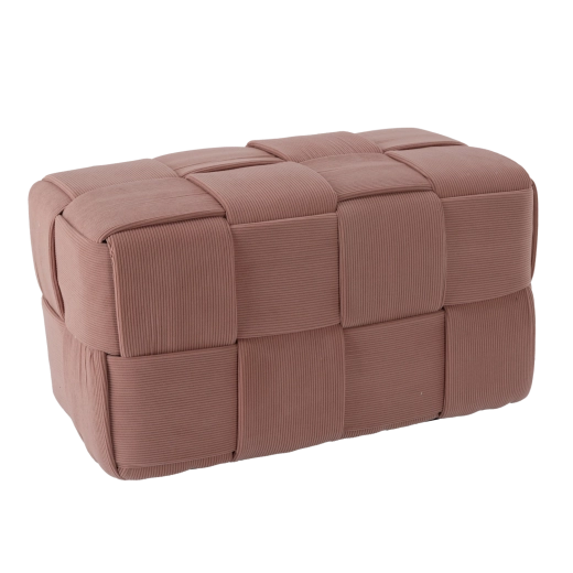Pouf rectangulaire rose tressé 72 × 38 × 38 cm