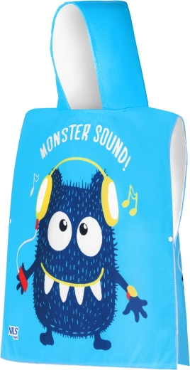 Children's microfiber hooded poncho NILS aqua Monster Sound