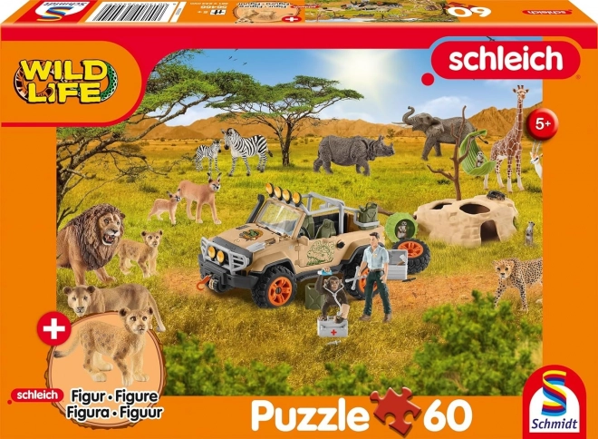 Puzzle Schmidt Schleich dans la savane 60 pièces + figurine SCHLEICH