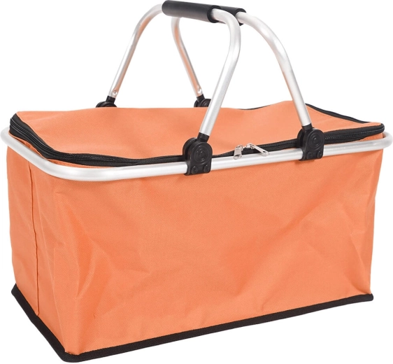 Panier de courses pliable 46 × 27 × 23 cm, aluminium et polyester, orange