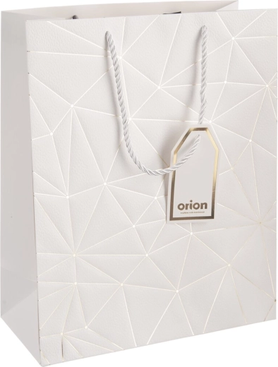 White grid-pattern gift paper bag 26 × 12 × 32 cm