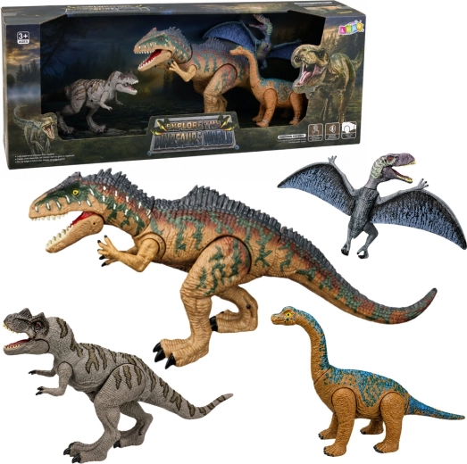 Ensemble de dinosaures réalistes avec membres articulés et sons de T‑Rex