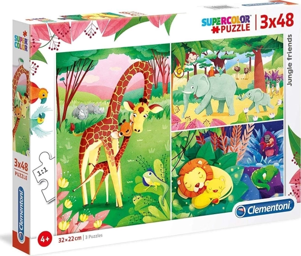 CLEMENTONI Puzzel Junglevrienden 3x48 stukjes