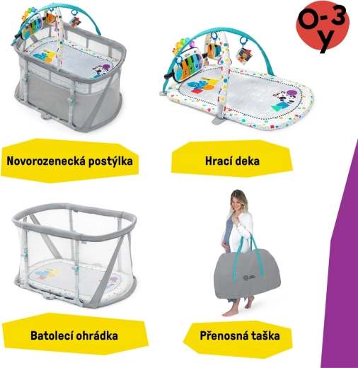 Baby Einstein lit bébé et parc de jeu avec piano 3-en-1 Kick & Snooze