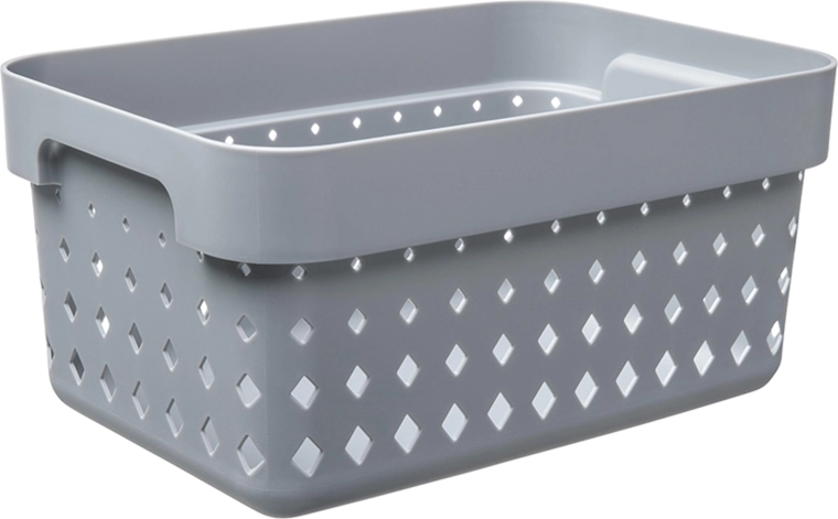 Seoul basket small, recycled plastic, grey 26 × 18 × 12.6 cm
