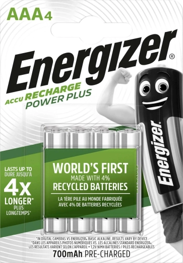 Energizer Power Plus AAA piles rechargeables 700 mAh, lot de 4
