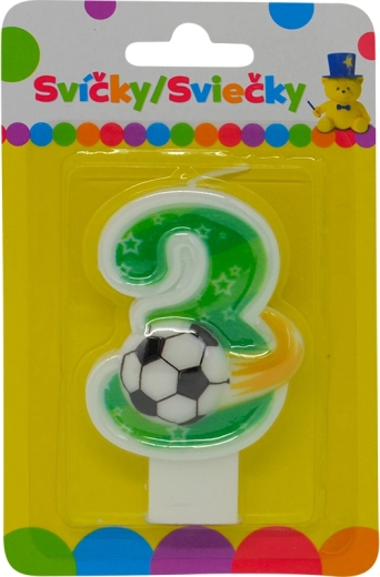 Verjaardagskaars cijfer 3 met bal