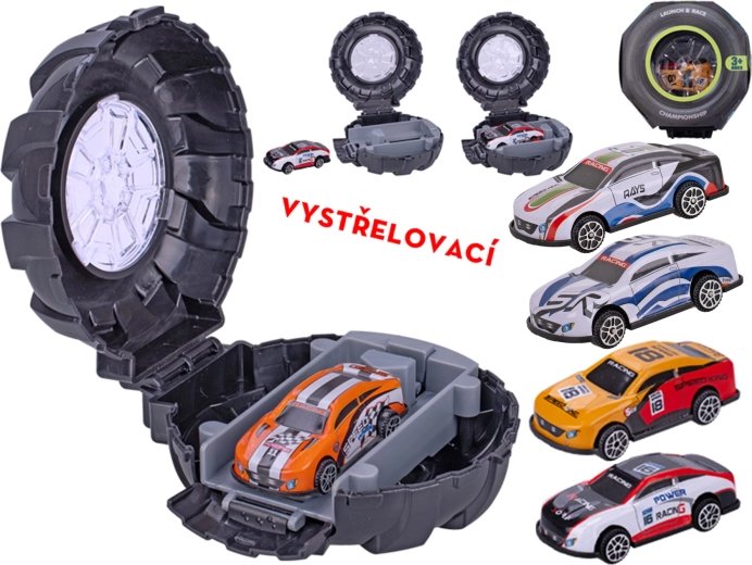 Metalen sportautootje met lanceerbare band 6,5 cm