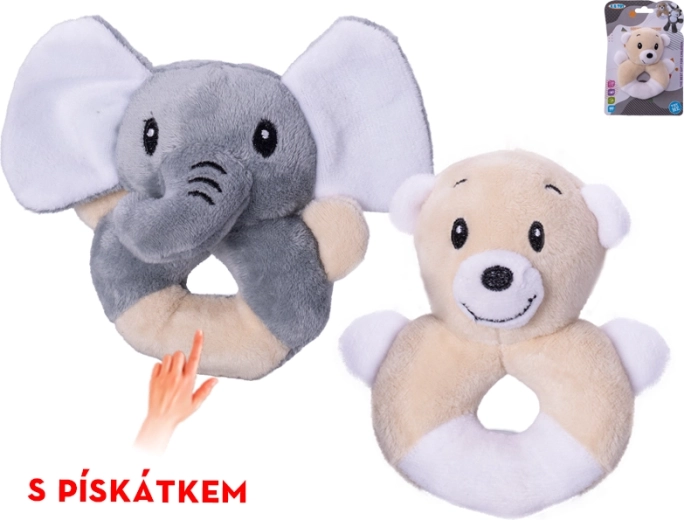 Pluchen knuffeldier met pieper 11 cm – olifant of beertje