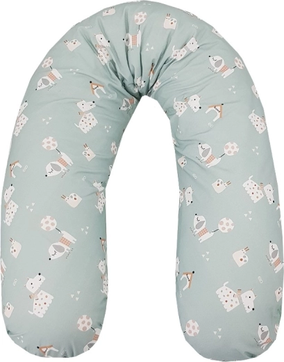 EKO Pregnancy and Nursing Pillow Dogs Mint 180 cm