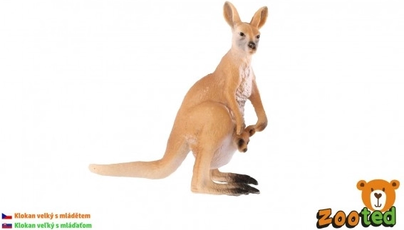 Plastic kangaroo figurine with joey 11 cm in bag