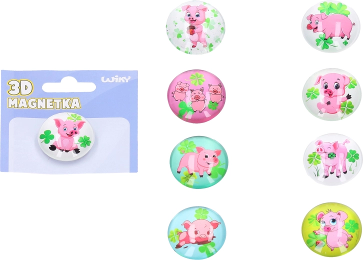 Glazen magneet varkentje voor geluk 3,5 cm