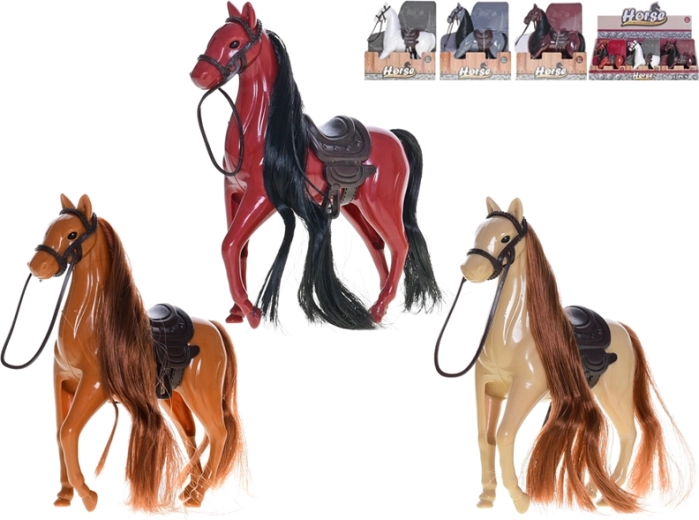 Figurine de cheval en plastique 12 cm avec selle et crinière à coiffer