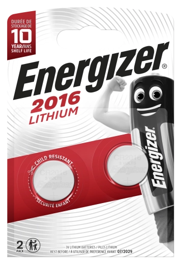 Lithium-Knopfzelle CR2016 3 V, 100 mAh, 2 Stk – Energizer