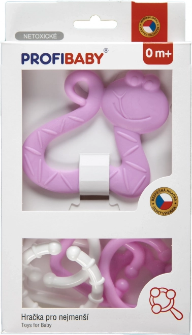 Baby teether and clip set, pastel colors