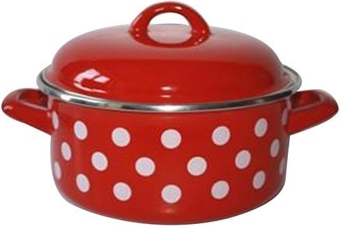 Geglazuurde pan met deksel 20 cm 2,8 l rood Stip