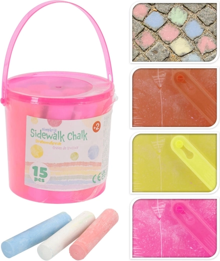 Sidewalk chalk in a plastic bucket, 15 pcs