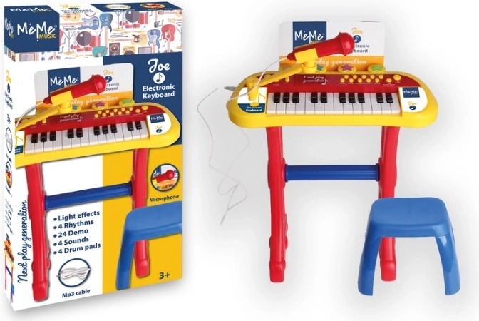 Children’s electronic Meme keyboard with microphone and stool (24 keys)