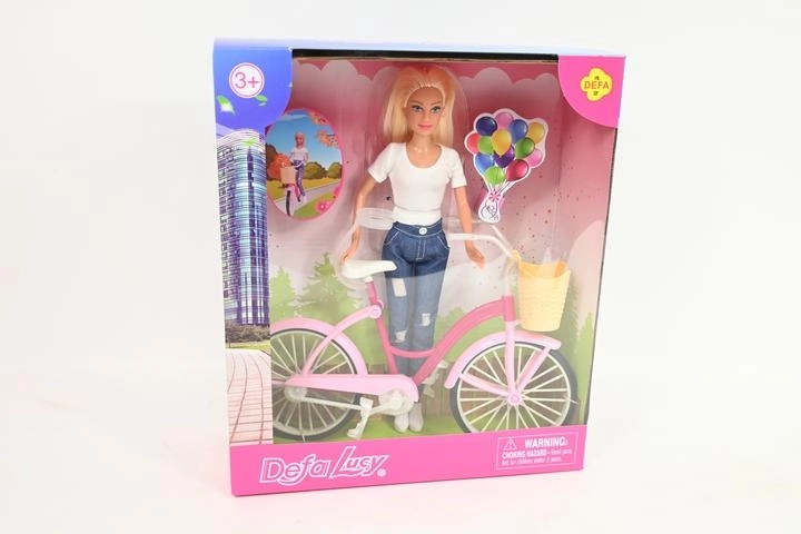 Doll 29 cm with a bicycle and basket