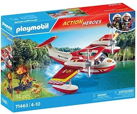 Playmobil Action Heroes hydravion de lutte contre l’incendie avec fonction d’extinction, 34 pièces