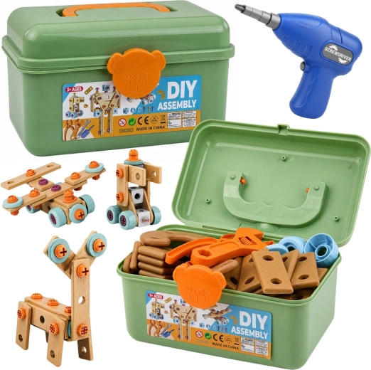 Children’s screw-together construction set with electric screwdriver in a case – 190 pieces