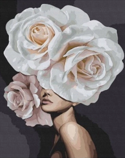 Diamantschilderen Gehuld in rozen 30 × 40 cm