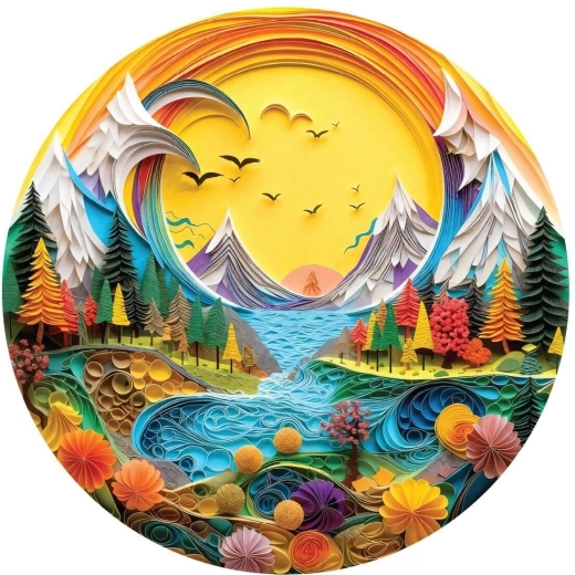 Puzzle rond Paysage de papier 570 pièces