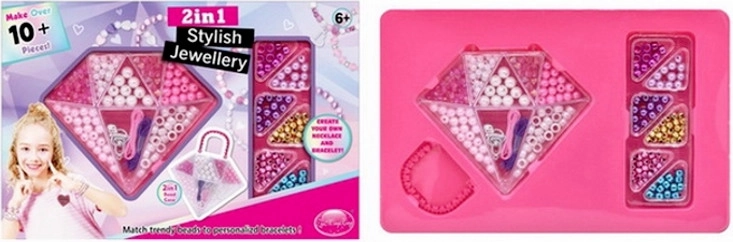 Colorful beads for jewelry making in a diamond-shaped box