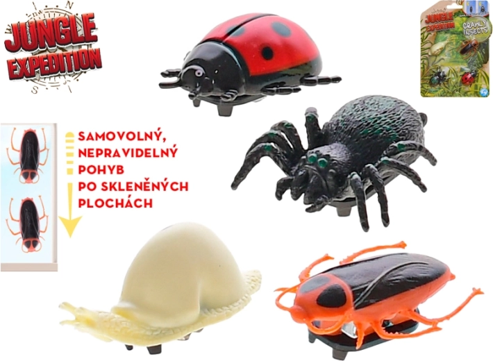 Jungle Expedition kleverige insecten 4 cm – set van 4 stuks